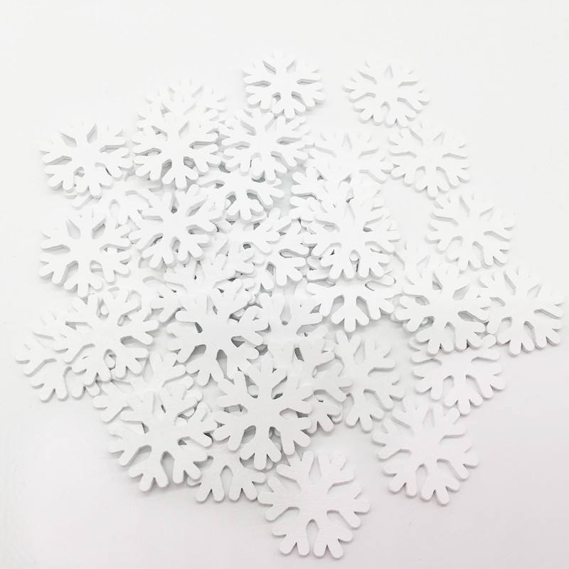 2022 Wooden Snowflake Christmas Decoration Supplies Wooden Craft Ornaments 100 Packs