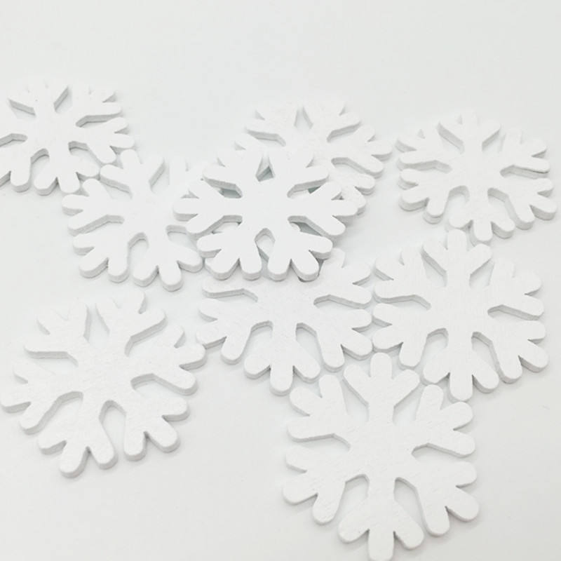 2022 Wooden Snowflake Christmas Decoration Supplies Wooden Craft Ornaments 100 Packs