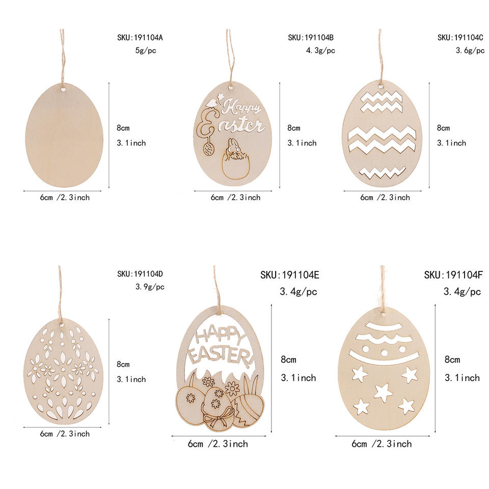 DIY Wooden Unpainted Easter Eggs Hanging Easter Bunny Chicken Easter Party Supplies Decoration Crafts Ornament