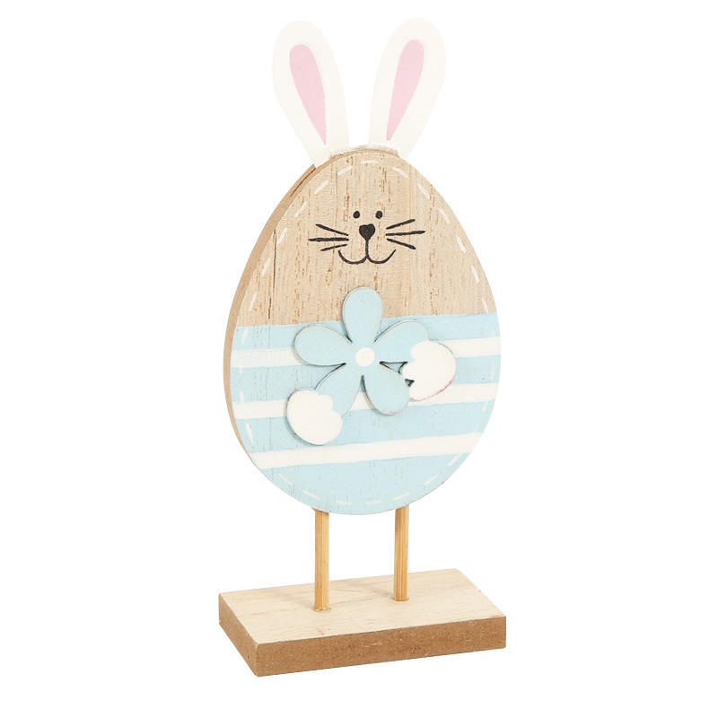 Wooden Decoration Craft Table Top Rabbit Egg Shapes Ornament Kids Festival Gift Happy Easter Decoration