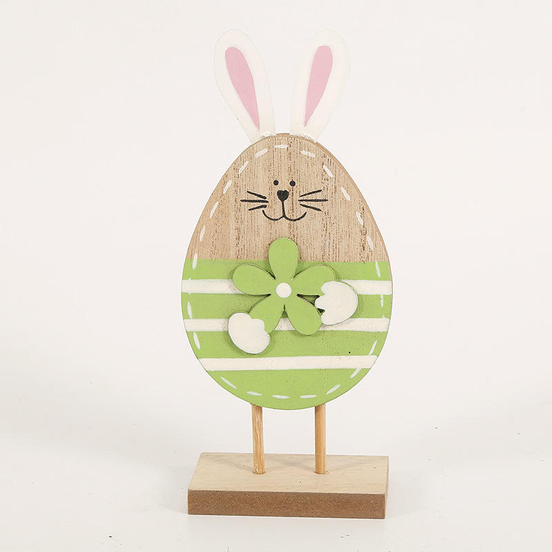 Wooden Decoration Craft Table Top Rabbit Egg Shapes Ornament Kids Festival Gift Happy Easter Decoration