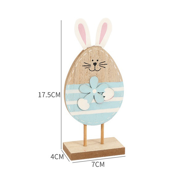 Wooden Decoration Craft Table Top Rabbit Egg Shapes Ornament Kids Festival Gift Happy Easter Decoration