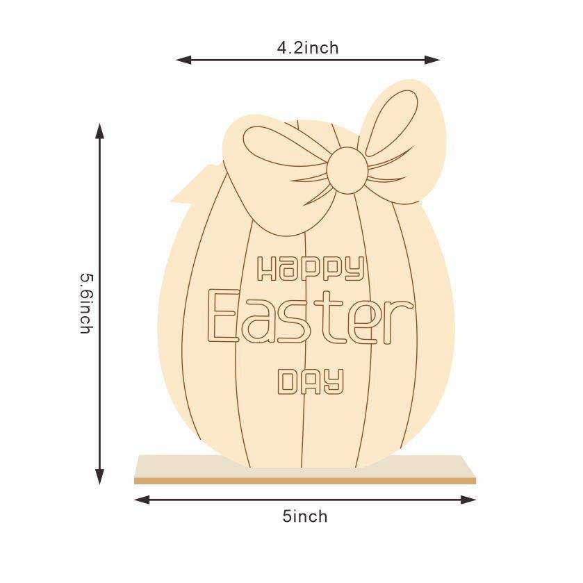 2022 Creative Easter Decoration Wooden Crafts Diy Desktop Ornament Animal Flower Shape Easter Eggs Decoration