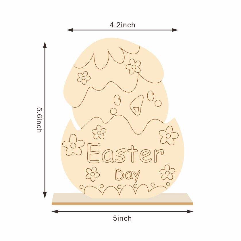 2022 Creative Easter Decoration Wooden Crafts Diy Desktop Ornament Animal Flower Shape Easter Eggs Decoration