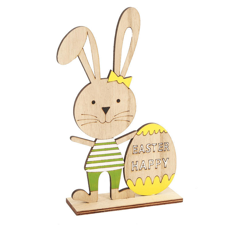 2022 Easter Party Decoration Dining Room Crafts Table Ornament Easter Wooden Bunny Decoration for Holiday