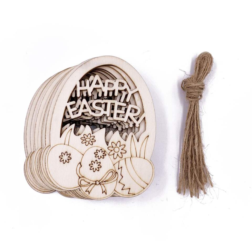 Hollow blank wood hanging easter egg for wooden easter decoration