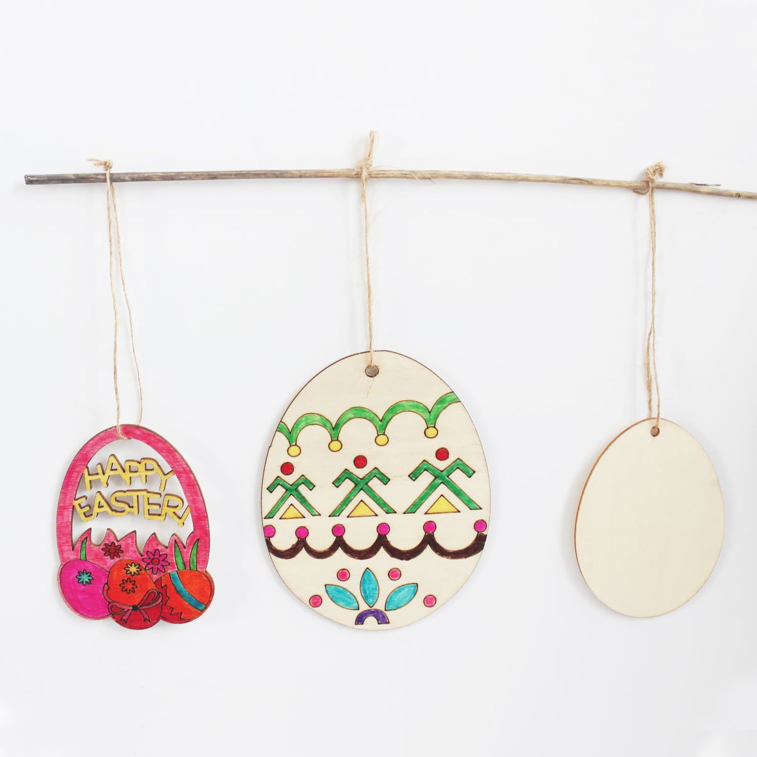 Hollow blank wood hanging easter egg for wooden easter decoration