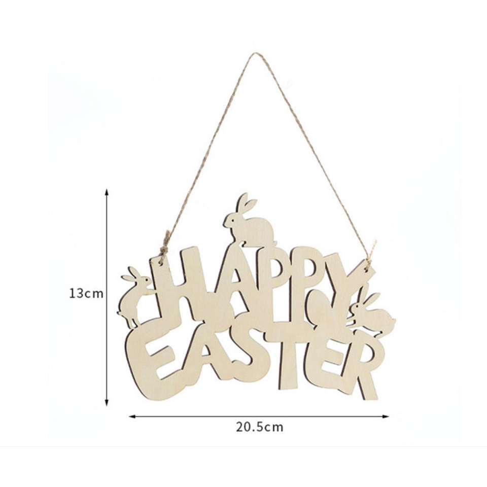 Blank Wood Hanging Easter Bunny Happy Easter Sign For Easter Decorations