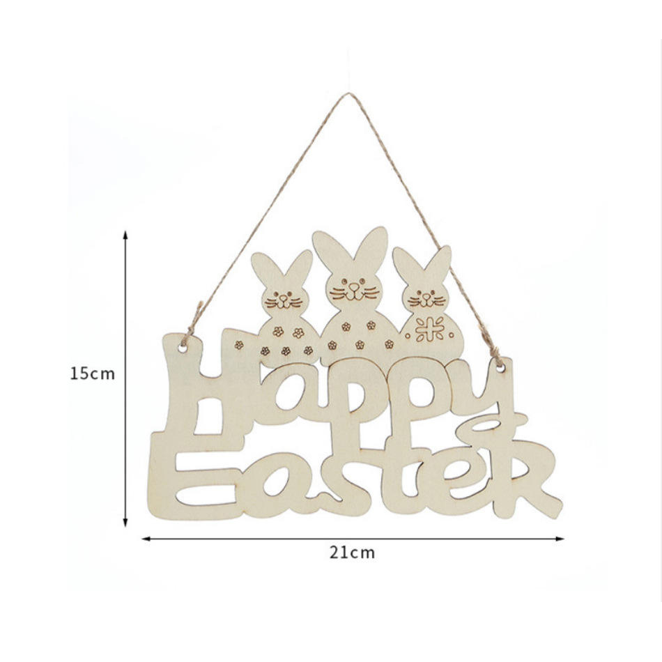 Blank Wood Hanging Easter Bunny Happy Easter Sign For Easter Decorations