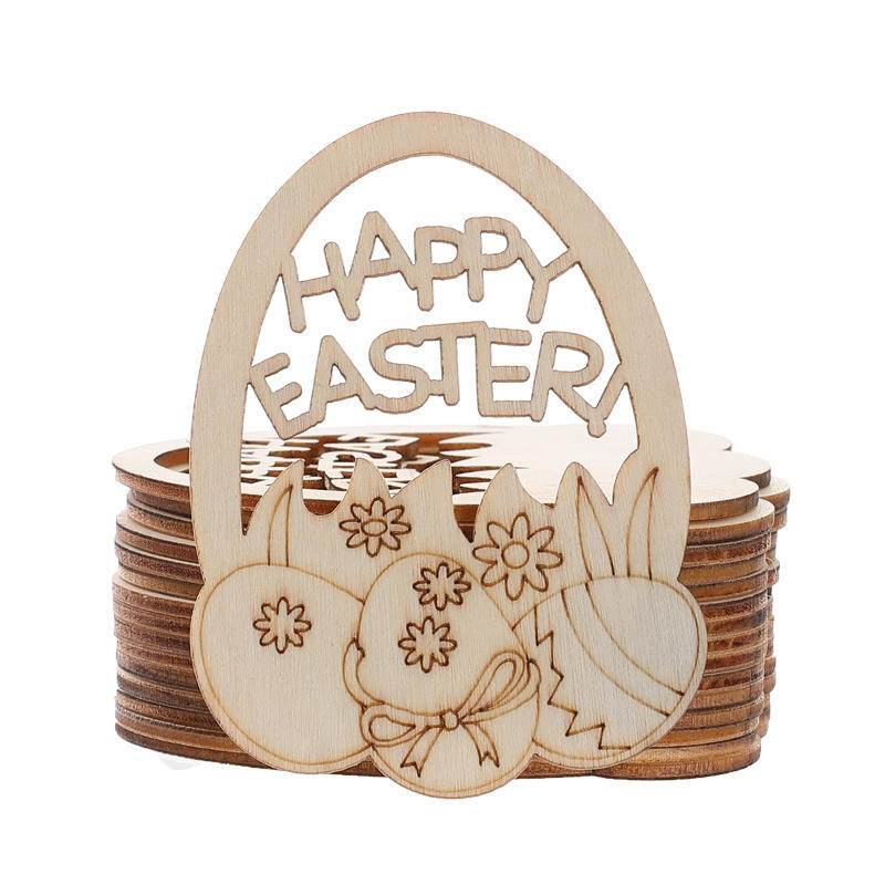 Laser cut wood art decoration animal silhouettes easter eggs bunny hanging decor