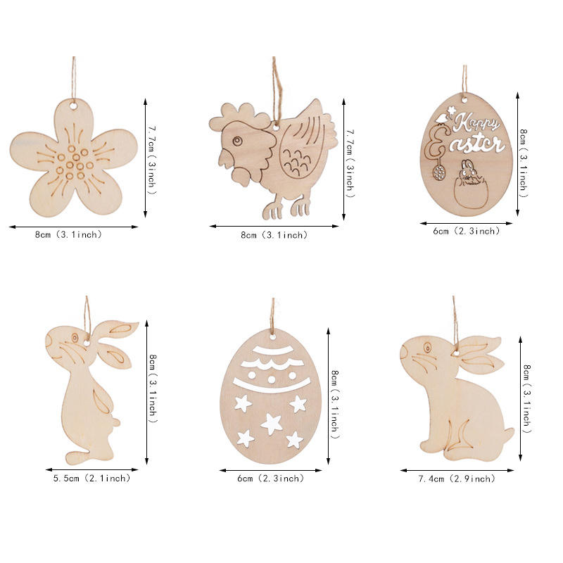 Laser cut wood art decoration animal silhouettes easter eggs bunny hanging decor