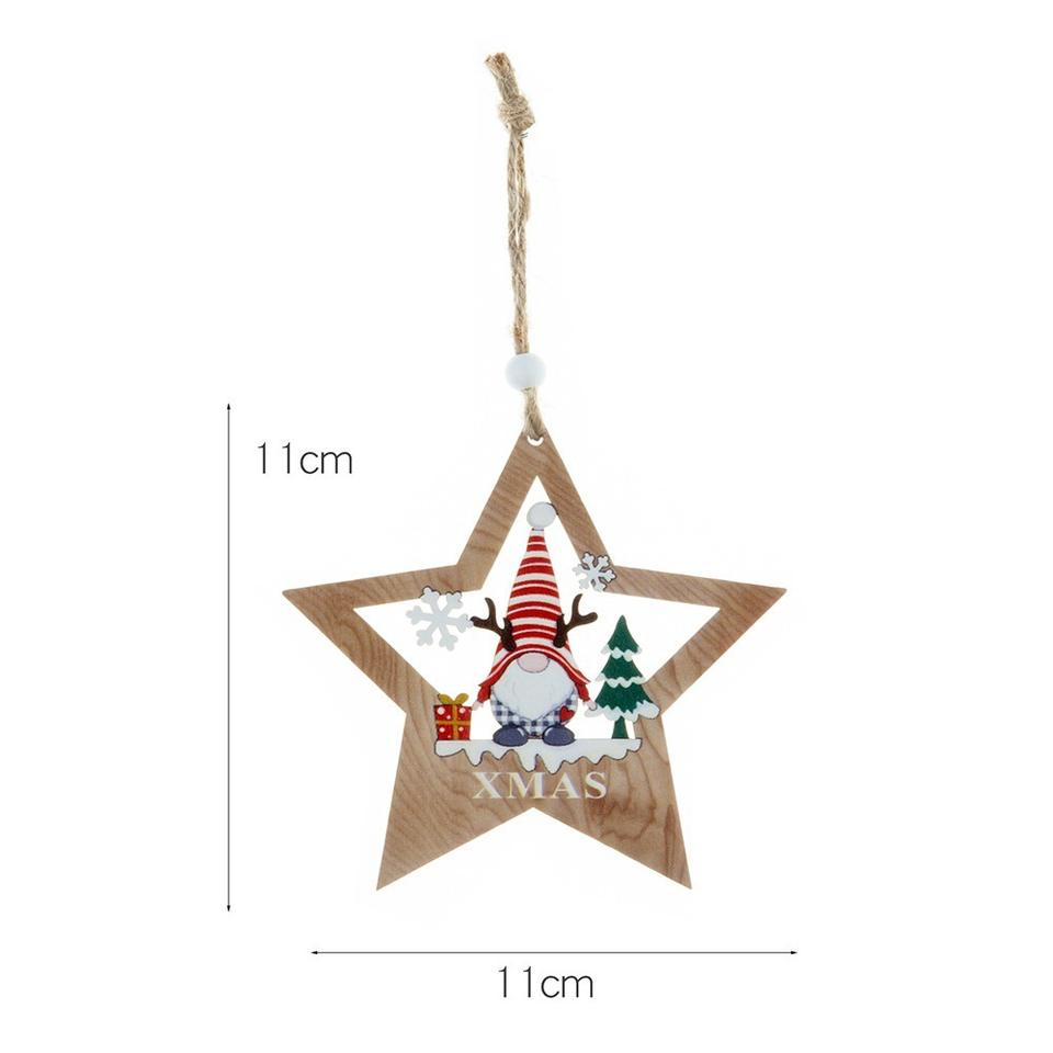 Handmade Wooden Christmas Tree Painted Pendant Ornaments Christmas Outside Decorations