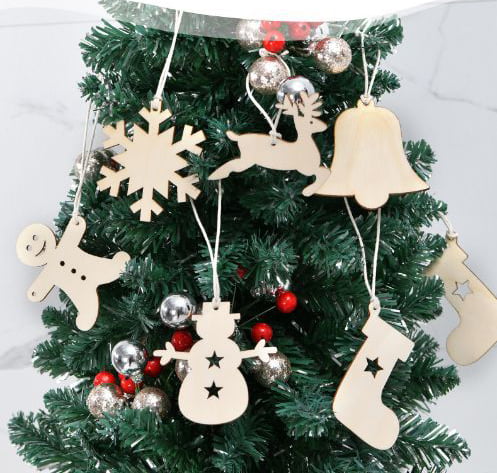 laser cut 2D 3D ornament wooden hanging pendant Christmas tree Decoration