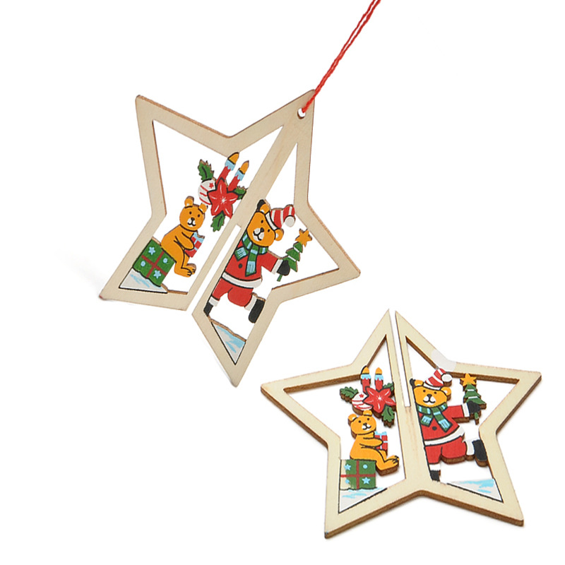 laser cut 2D 3D ornament wooden hanging pendant Christmas tree Decoration