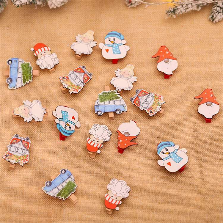 Christmas wooden wooden clip cartoon snowman shape Christmas decorations wooden crafts