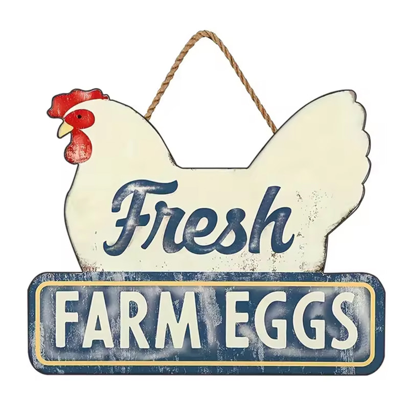 Fresh Farm Eggs Wooden Sign, Farmhouse Kitchen Sign With Hen Rustic Wooden Sign Decoration