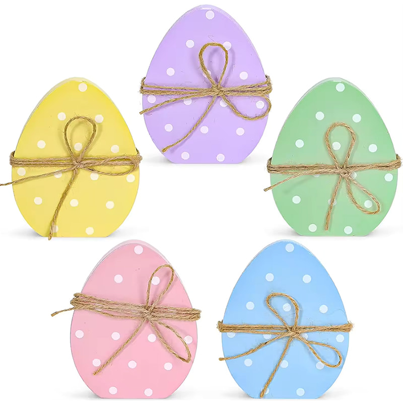 Easter Egg Wooden Table Decoration Polka Dot Egg Table Ornaments