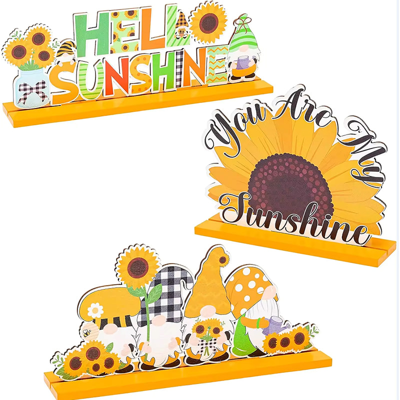 Sunflower Gnome Wooden Centerpiece Table Decorative Ornaments Wooden Table Top Sign Summer Birthday Party Deals Supplies