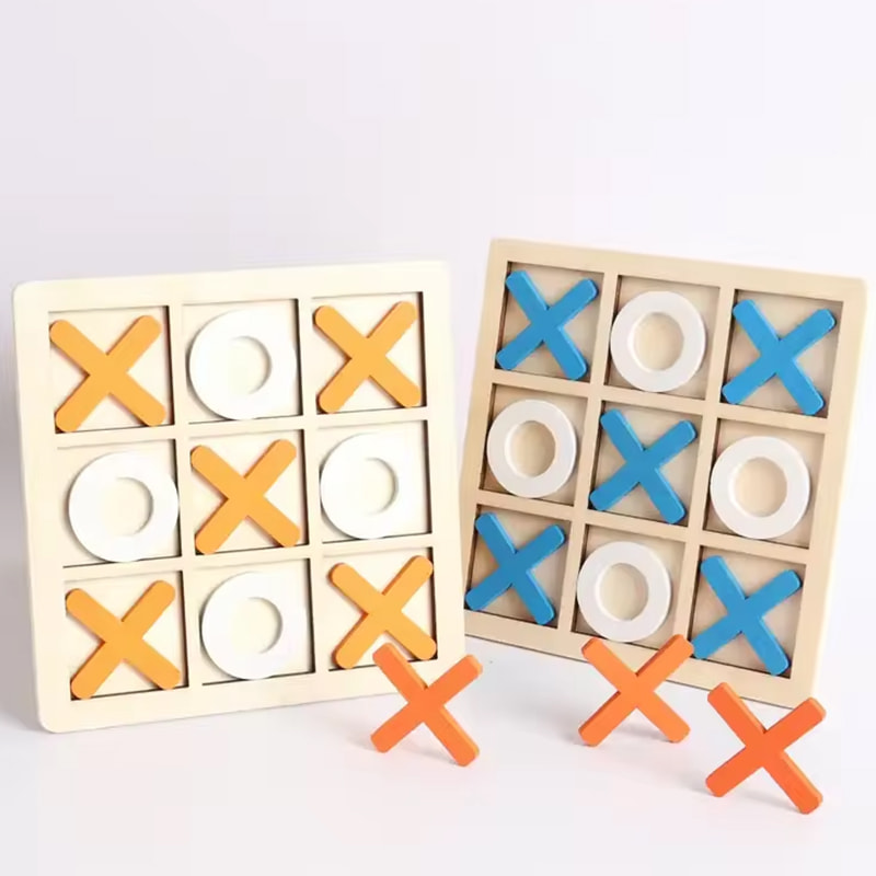 Premium Solid Wood Tic Tac Toe Game Perfect for Backyard Entertaining Classic End Table Home Games Christmas Halloween