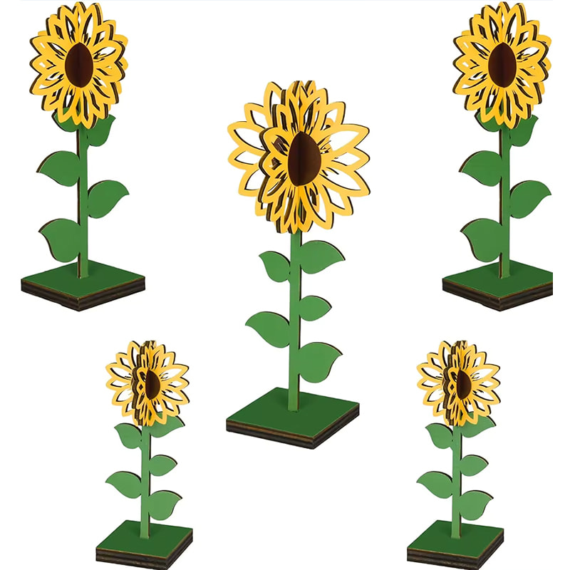 Sunflower Decoration Sunflower Party Table Centerpiece Wooden Stand Sign Rustic Autumn Decoration Sunflower Paper C