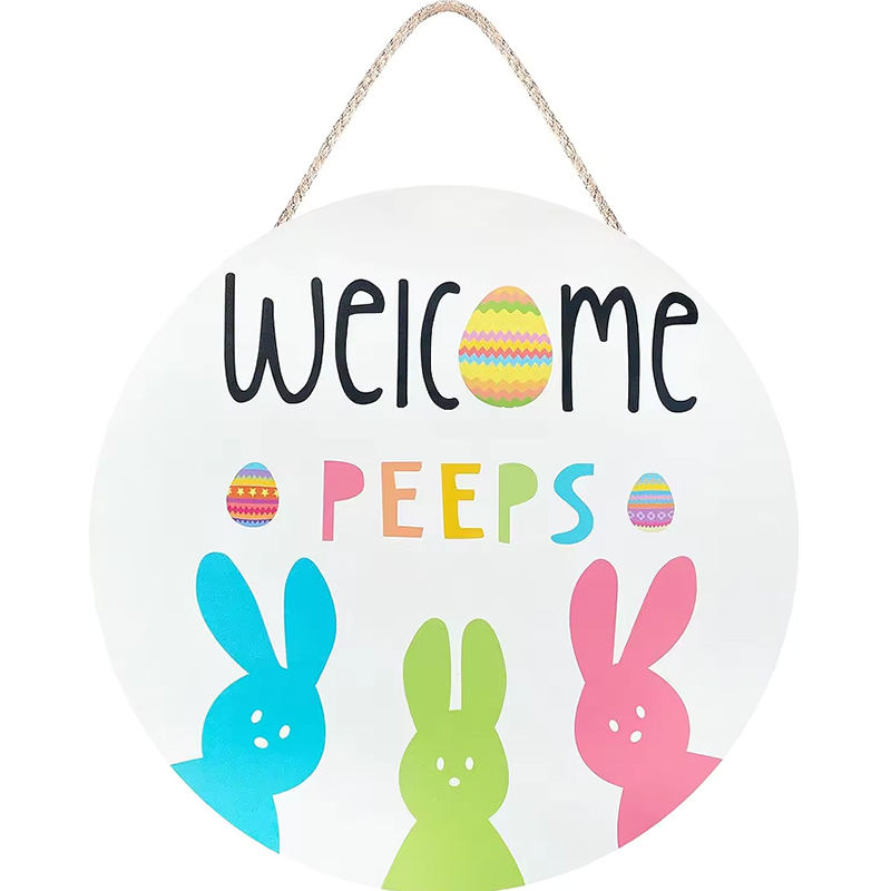 Easter Welcome Wreath Front Door Cute Bunny Happy Easter Sign