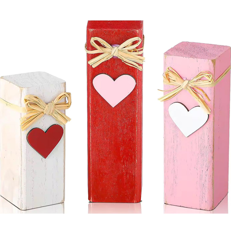 Valentine's Day Rustic Wooden Gift Wooden Artificial Building Blocks