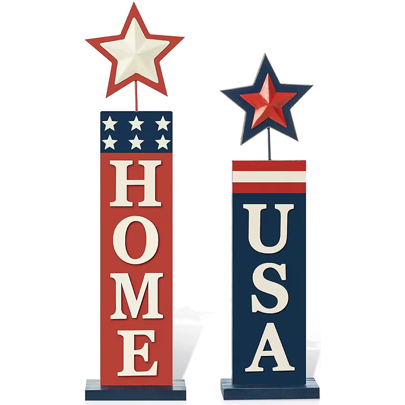 Patriotic Wooden Sign Home American Flag Ornament